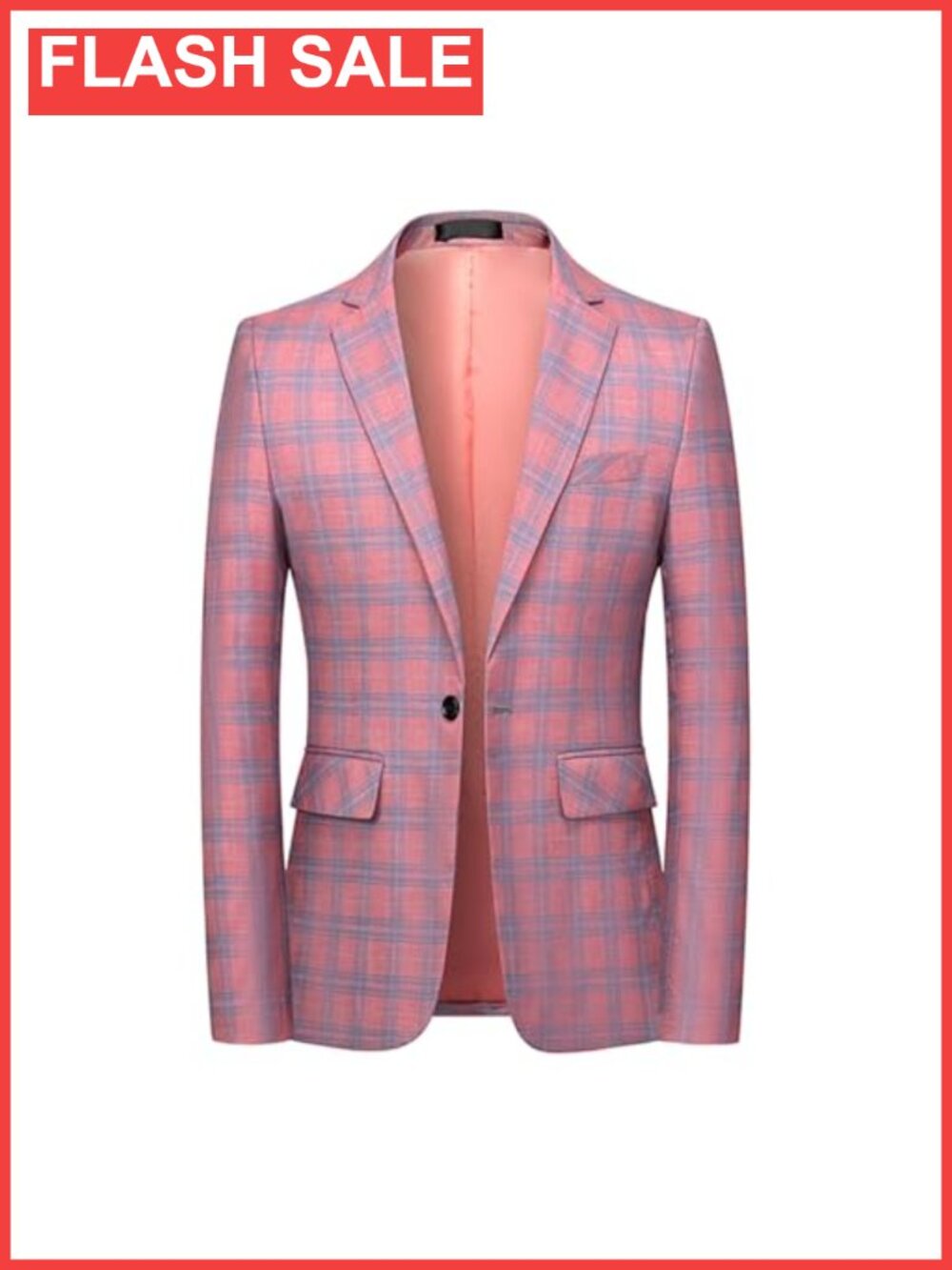 Men's Plaid Blazer Slim Fit Casual Sport Coat Polyester
